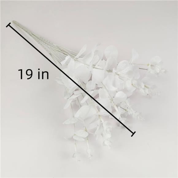 19" Faux Eucalyptus Leaves Stems Fake Silver Dollar Eucalyptus Leaves Branches - Picture 2 of 6